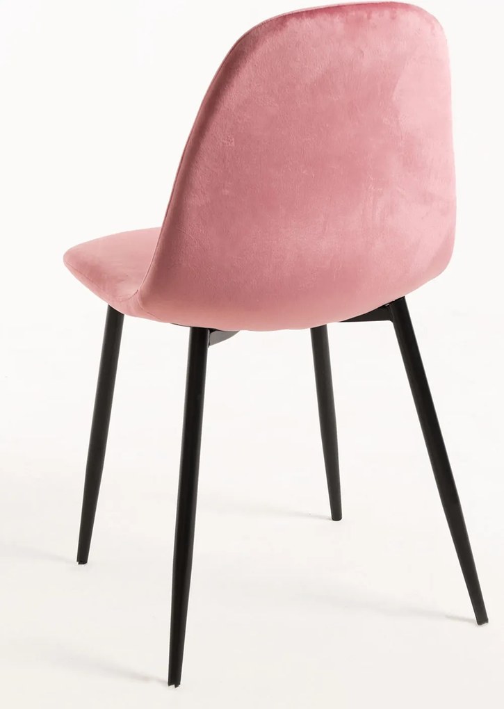 Set 4 Teok Black Fluwelen Stoelen