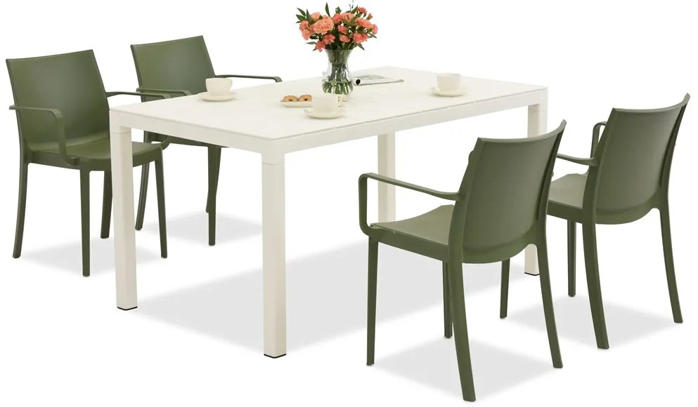 King/Victoria tuinset wit en groen voor 4 personen Bica
