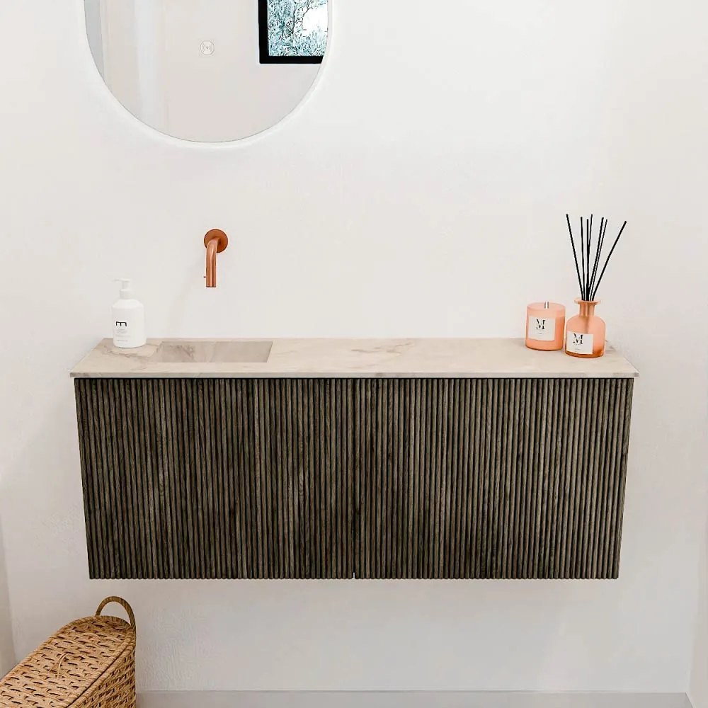 Mondiaz Joya DLux 100cm toiletmeubel shadow met wastafel faye links zonder kraangat frappe