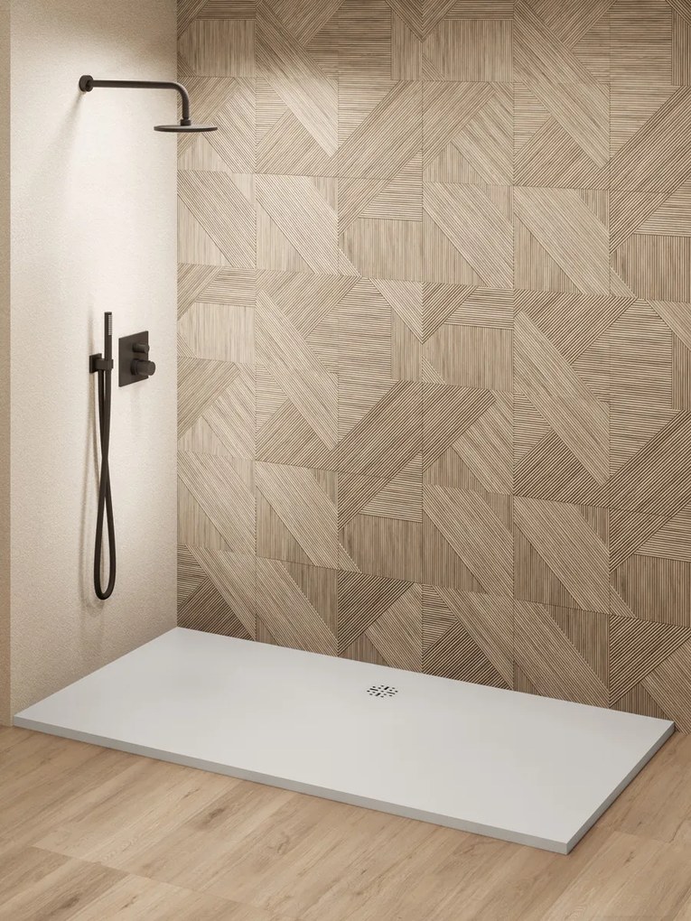 Saniclear Modo douchebak 180x100cm met stone finish wit