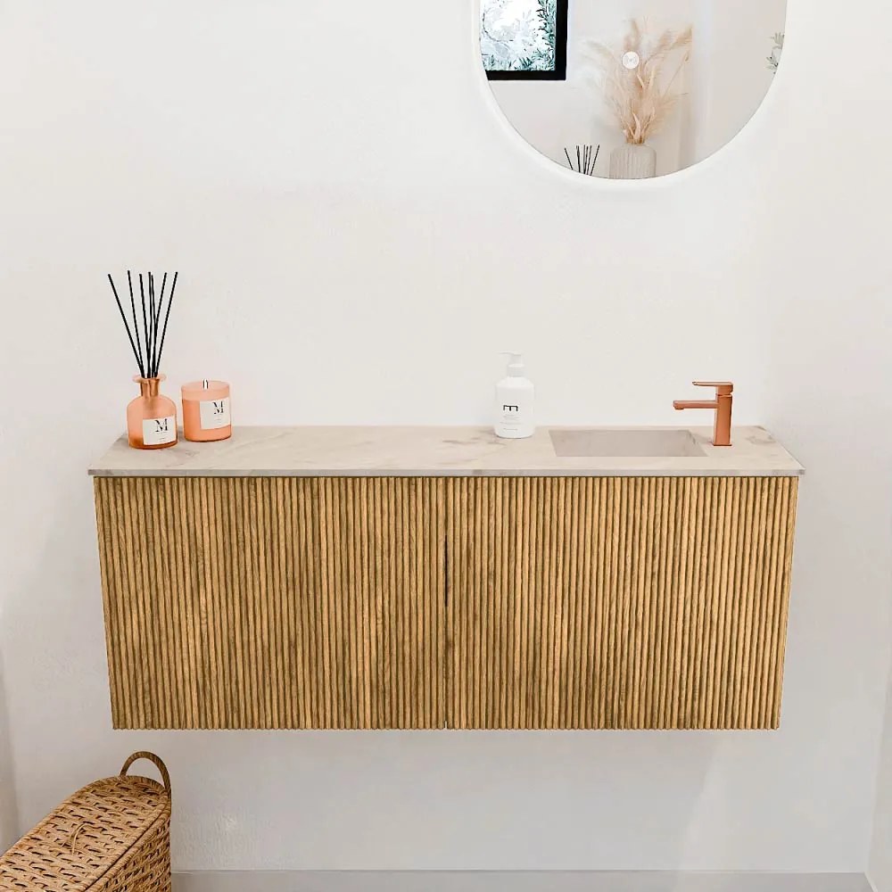 Mondiaz Joya DLux 100cm toiletmeubel oak met wastafel faye rechts 1 kraangat frappe