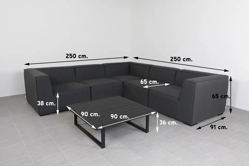 Liberty/Cuba Sunbrella loungeset - Sooty - 6-delig OP=OP