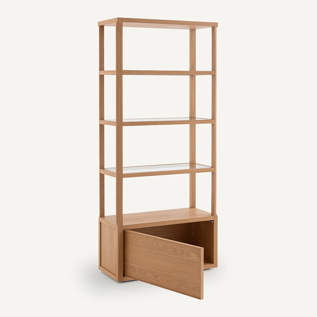 Eikenhouten en gefineerde boekenkast IENA, ontwerp Emmanuel Gallina