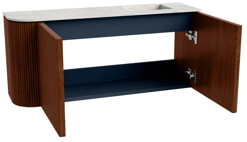 Mondiaz Joya DLux 90cm toiletmeubel ronding links ruby met wastafel faye rechts zonder kraangat opalo