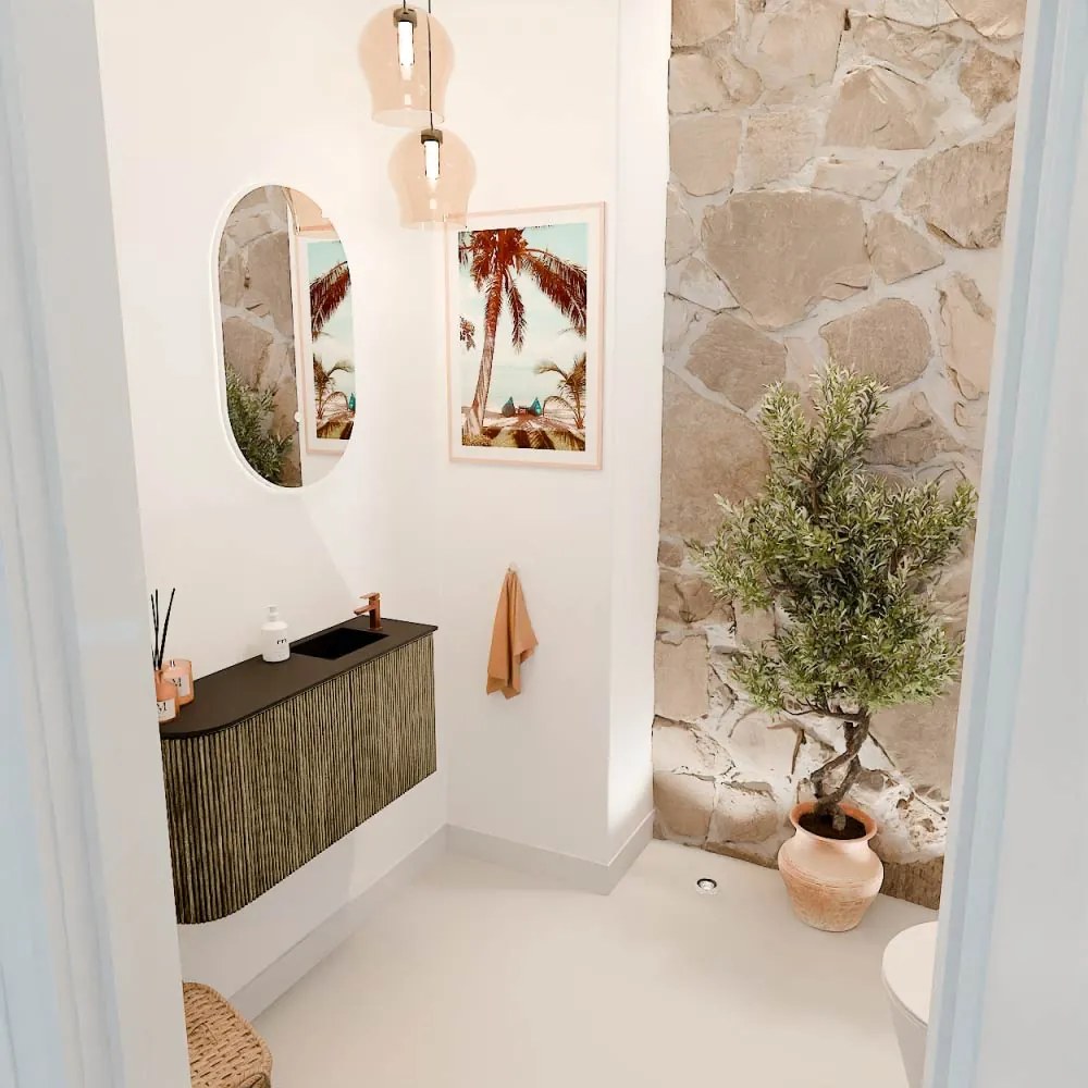 Mondiaz Joya 80cm toiletmeubel ronding links dusk met wastafel faye rechts 1 kraangat urban