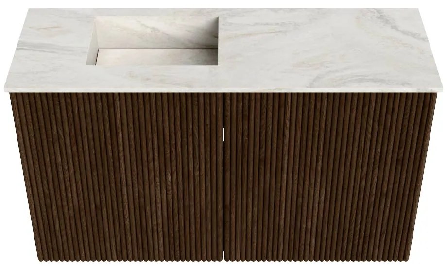 Mondiaz Joya DLux 70cm toiletmeubel walnut met wastafel faye links 1 kraangat ostra