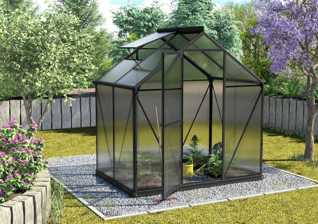 Vitavia Triton serre - 2,6m² - met 4 mm polycarbonaat - Zwart