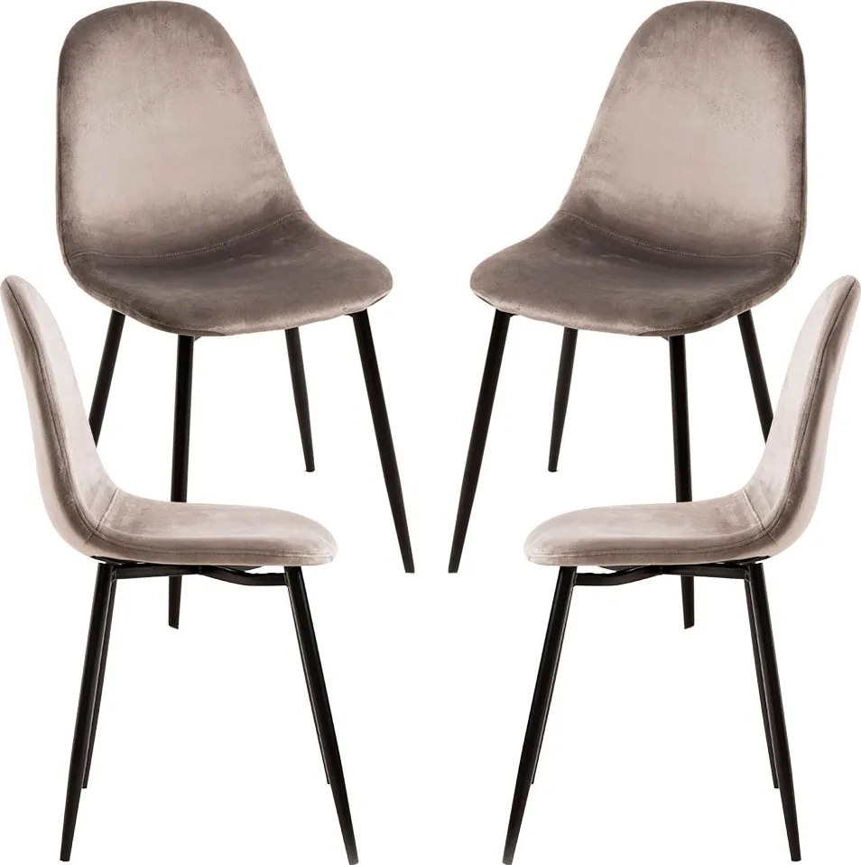 Set 4 Teok Black Fluwelen Stoelen