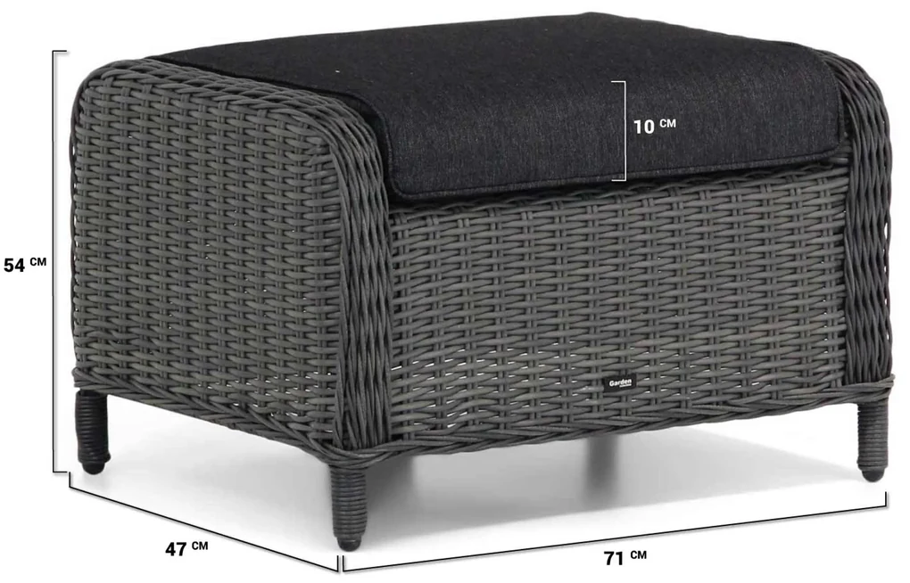 Bistroset 2 personen Wicker Zwart Garden Collections Chicago