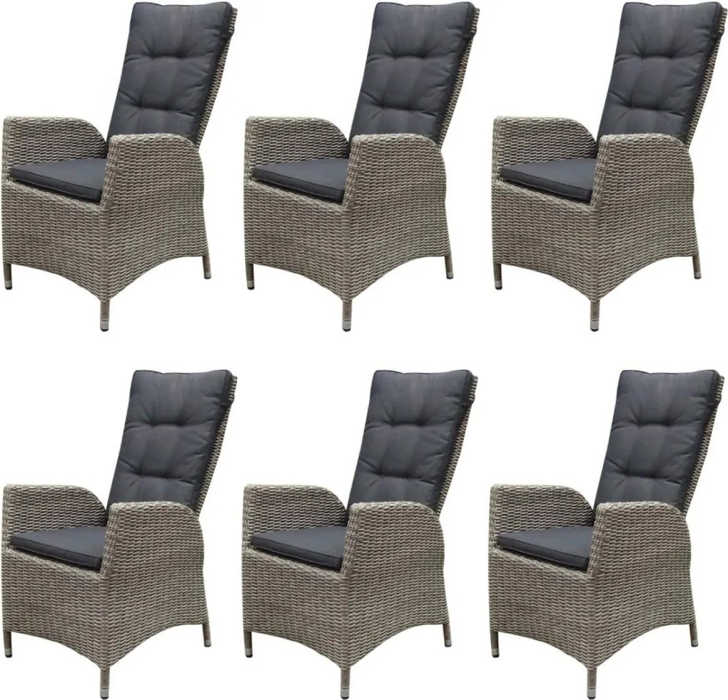 Menorca dining tuinstoel verstelbaar grijs wicker set van 6