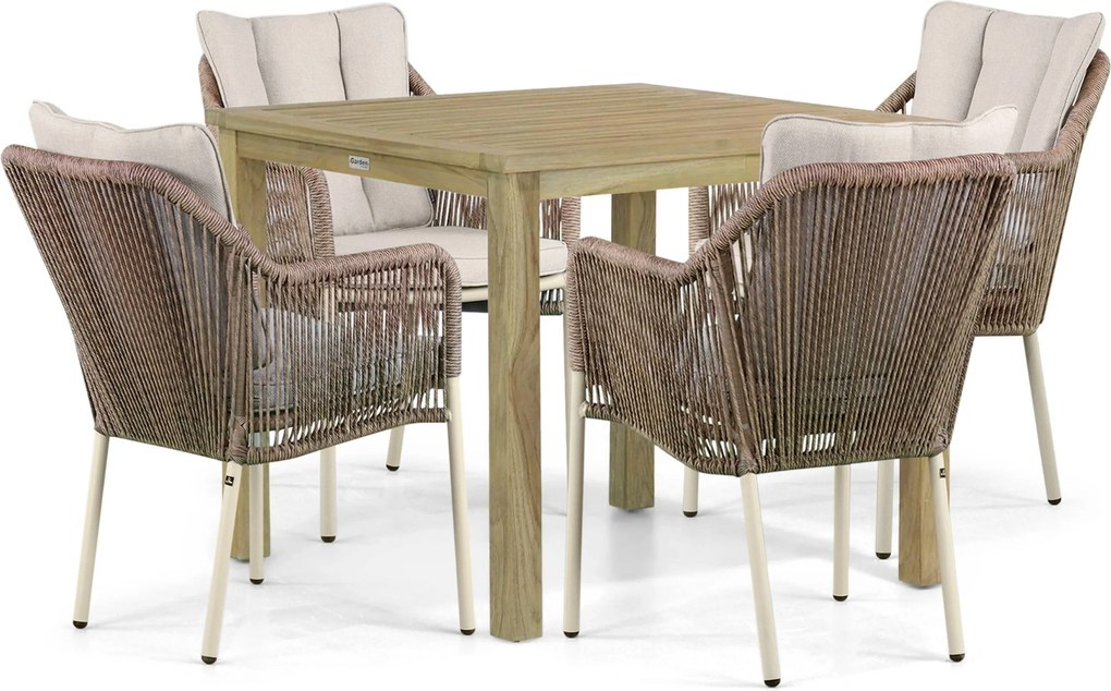 Tuinset 4 personen 90 cm Aluminium/Rope Taupe De Laan Projects