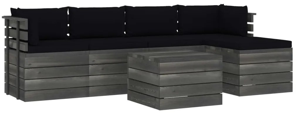 vidaXL 6-delige Loungeset met kussens pallet massief grenenhout