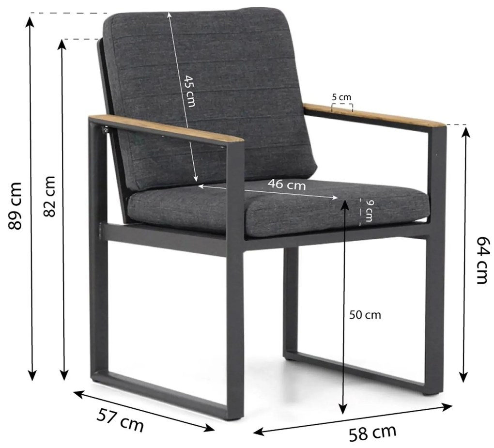 Tuinset 6 personen 240 cm Aluminium/teak Grijs Santika Furniture Soray