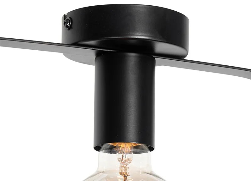 Moderne plafondlamp zwart met glas rechthoekig - Roslini Modern E27 Binnenverlichting Lamp