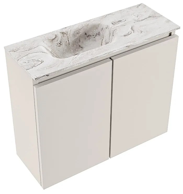 Mondiaz Ture DLux toiletmeubel 60cm linen met wastafel glace links met kraangat