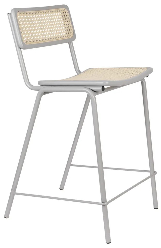 Zuiver Jort Lage Retro Barkruk Met Rotan Grijs