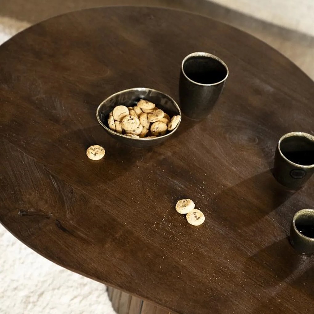 Bruine Salontafel Organische Vorm - 130 X 70cm.