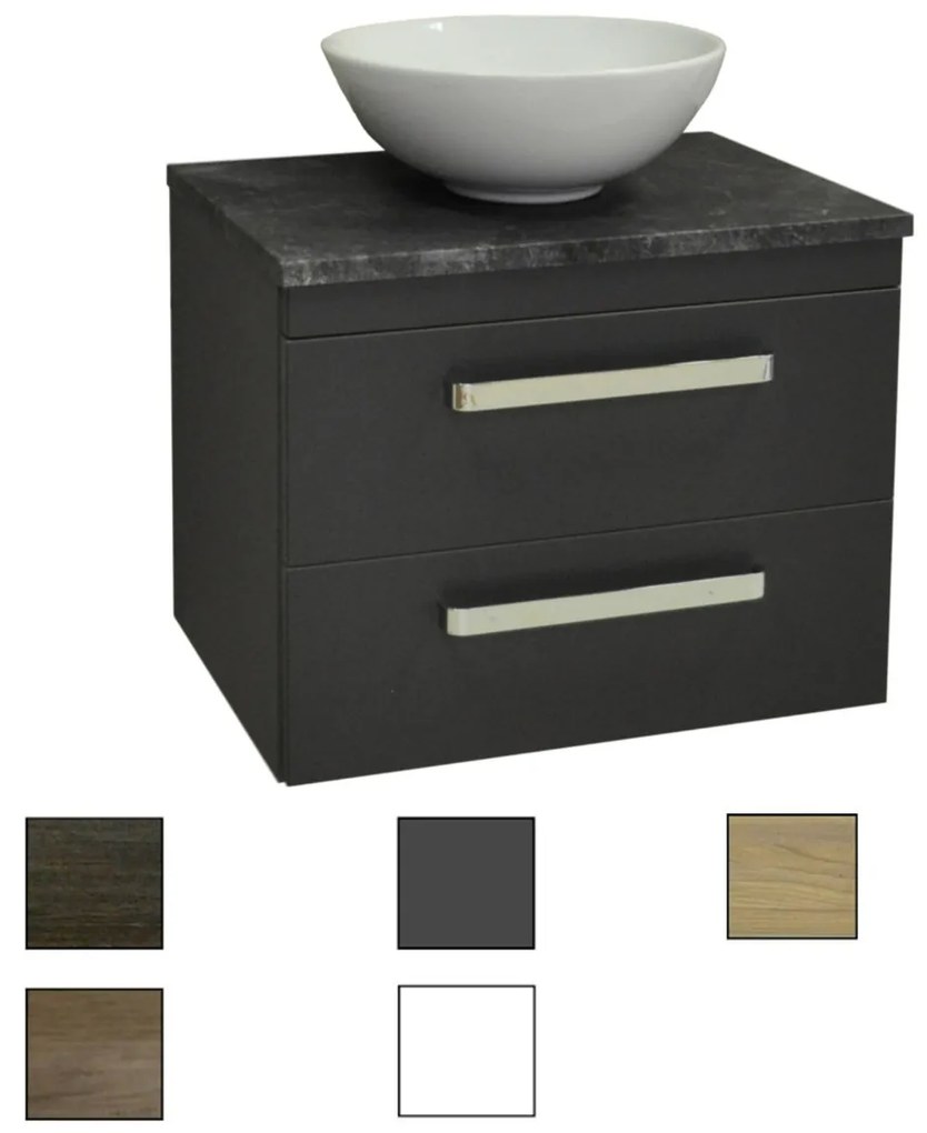 Sanicare Q11 badkamermeubel met black-stone topblad 65 cm truffel