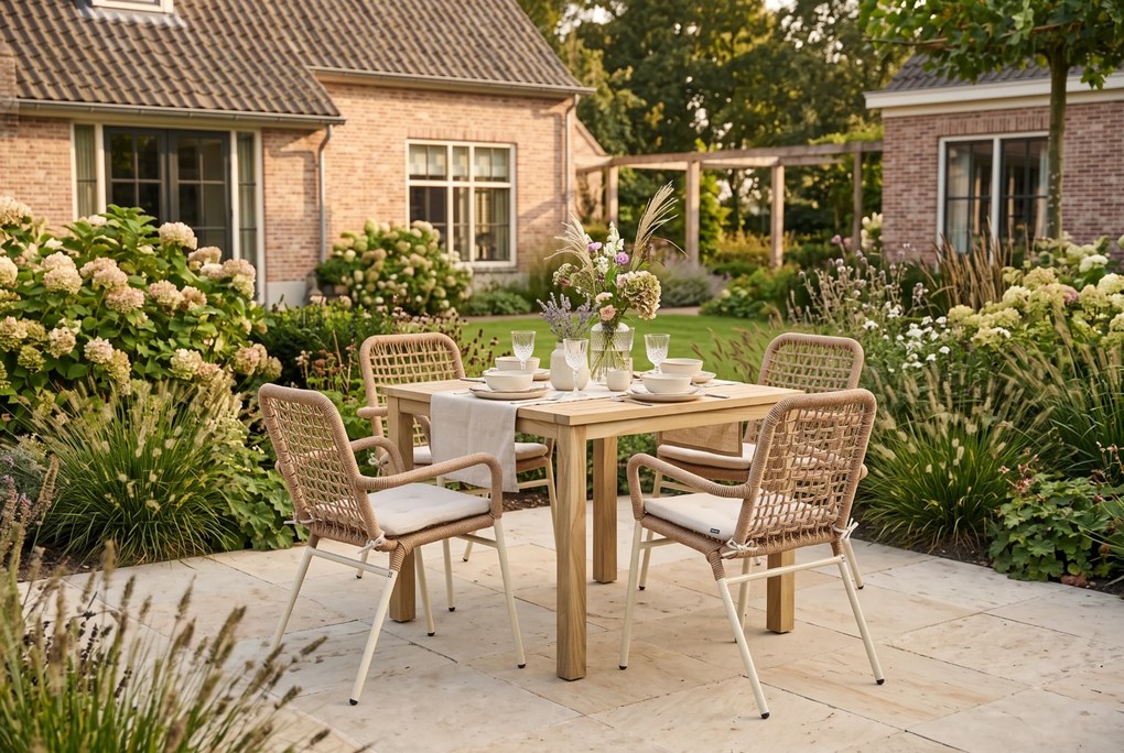 Tuinset 4 personen 90 cm Aluminium/Rope Taupe De Laan Projects