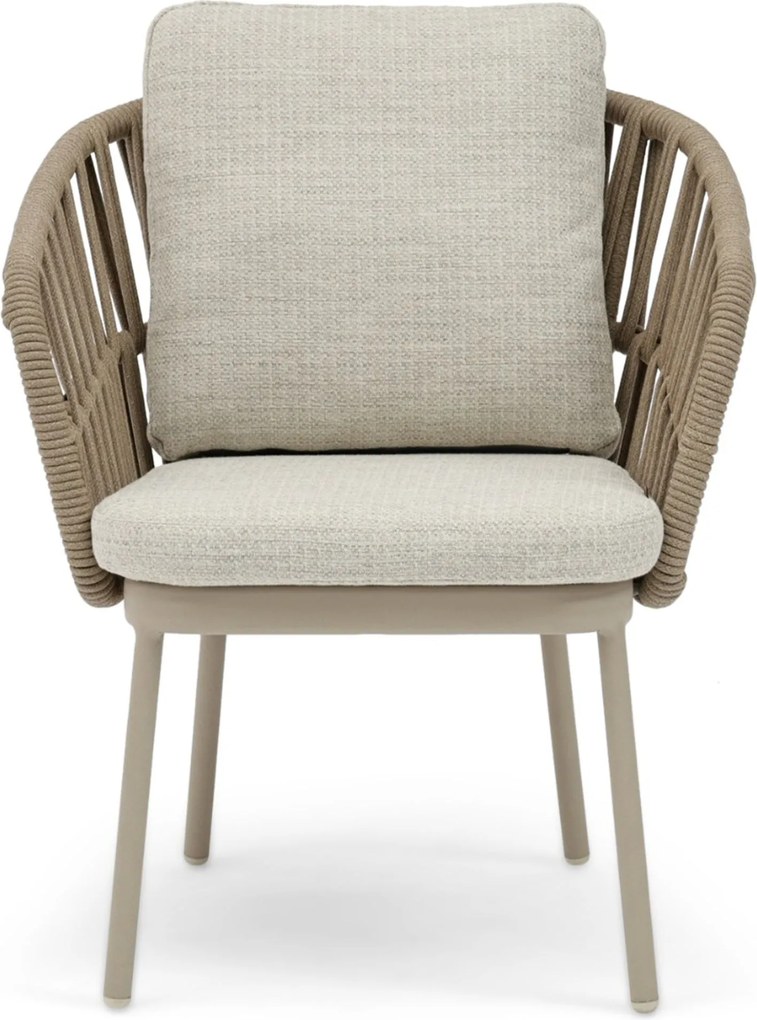 Tuinset Ronde Tuintafel 4 personen 120 cm Rope Zand/Beige Coco Elara/Rockville