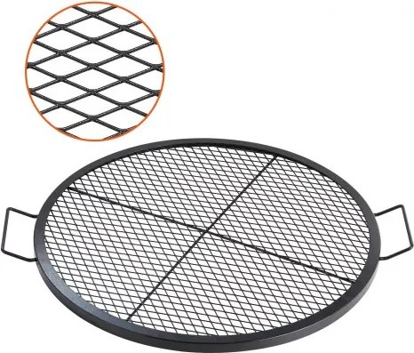 VEVOR X-Marks vuurkorf grillrooster, Φ 760 x 25 mm Kampvuur BBQ stalen grillrooster met handvat en X-Wire ondersteuning, draagbaar kampeerkookgerei voor buitenfeesten en bijeenkomsten, zwart