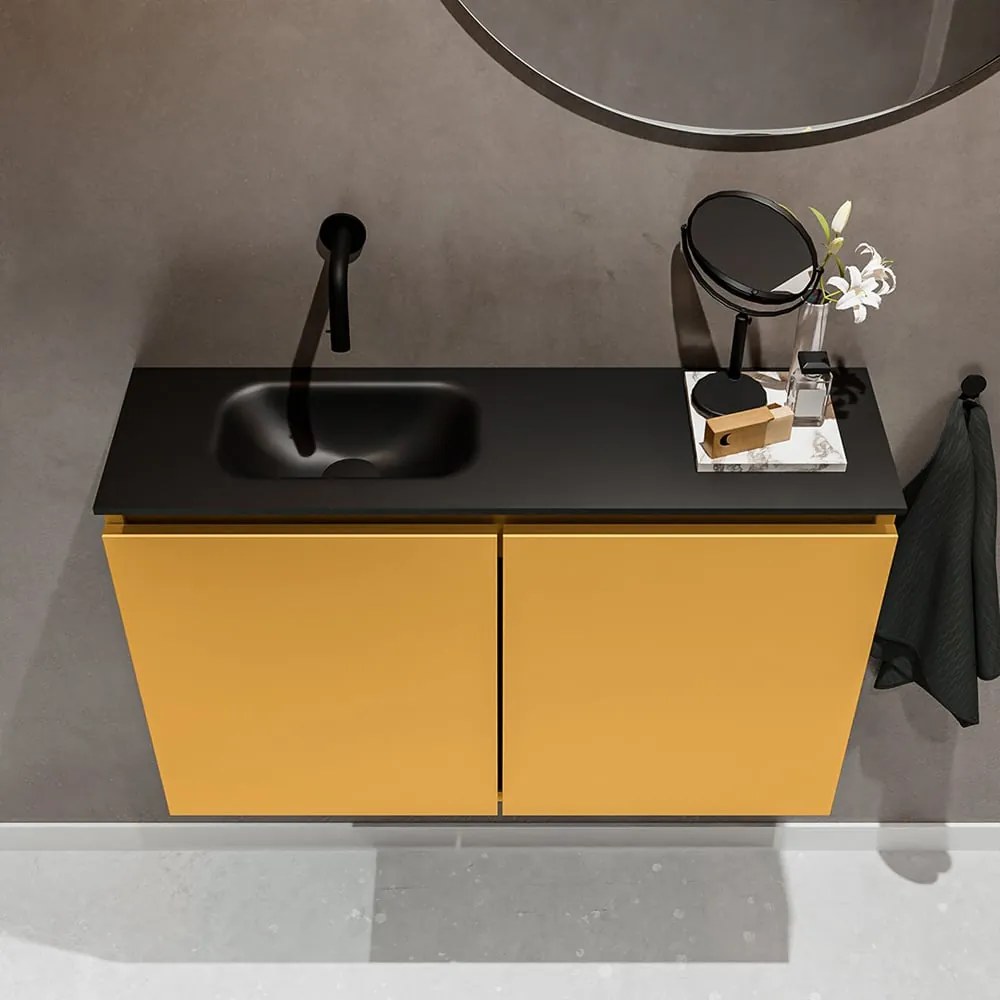 Mondiaz Ture 80cm toiletmeubel ocher met wastafel urban links geen kraangat
