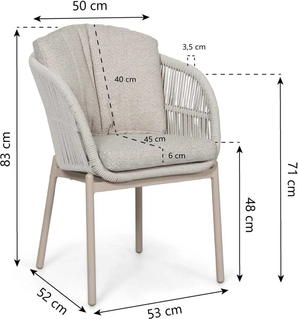 Tuinset 6 personen 150 cm Rope Zand/Beige Lifestyle Garden Furniture Monaco/Ancona