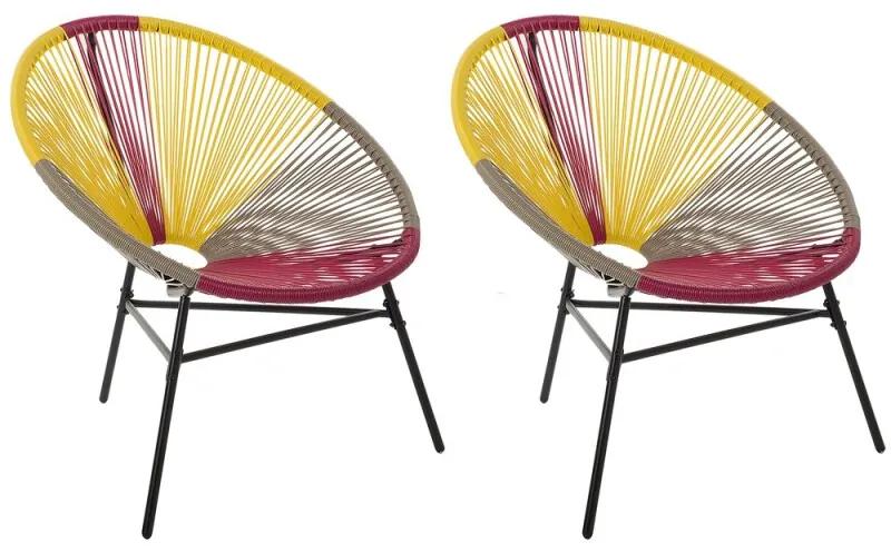 Rotan stoel rozegeelbeige set van 2 kunststof ACAPULCO
