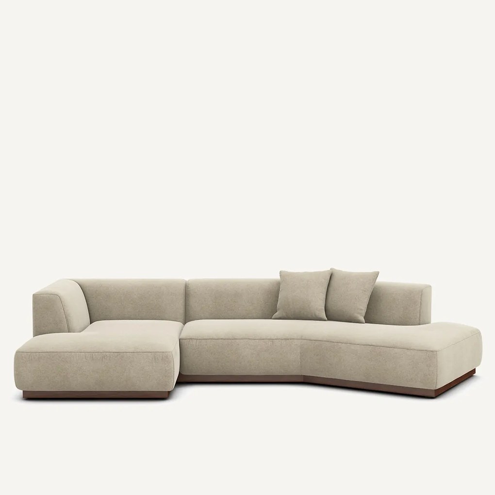 Open hoekbank links in linnen fluweel, JACOPO