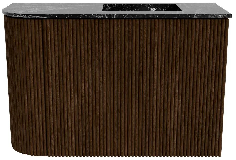 Mondiaz Joya DLux 60cm toiletmeubel ronding links walnut met wastafel faye rechts zonder kraangat lava