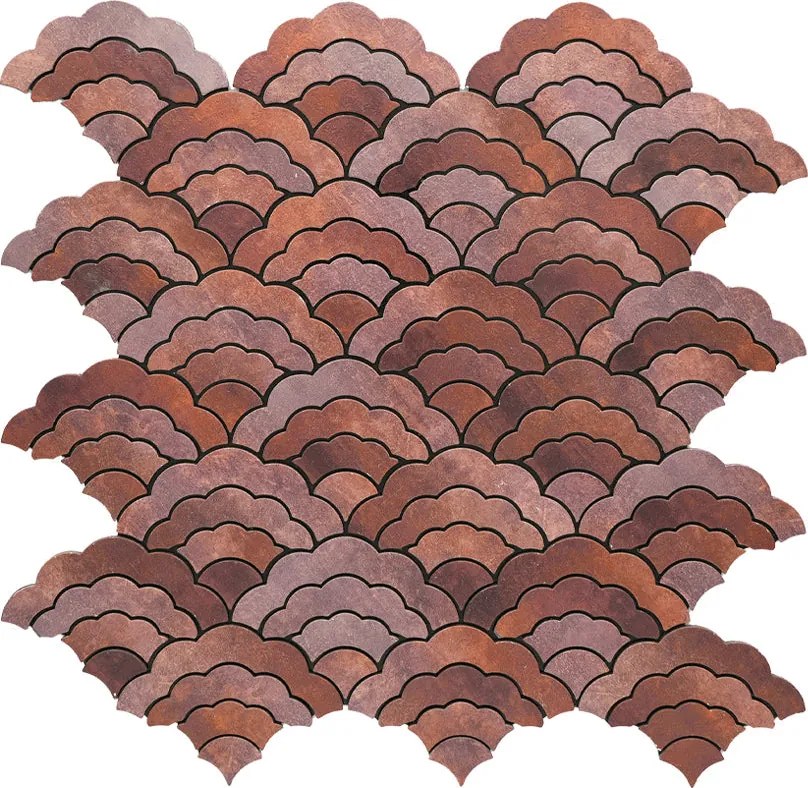 Zelfklevende Mozaïektegels Metaal | Waaier Koper | 26,8×28,1 cm | Keuken, Bad & WC