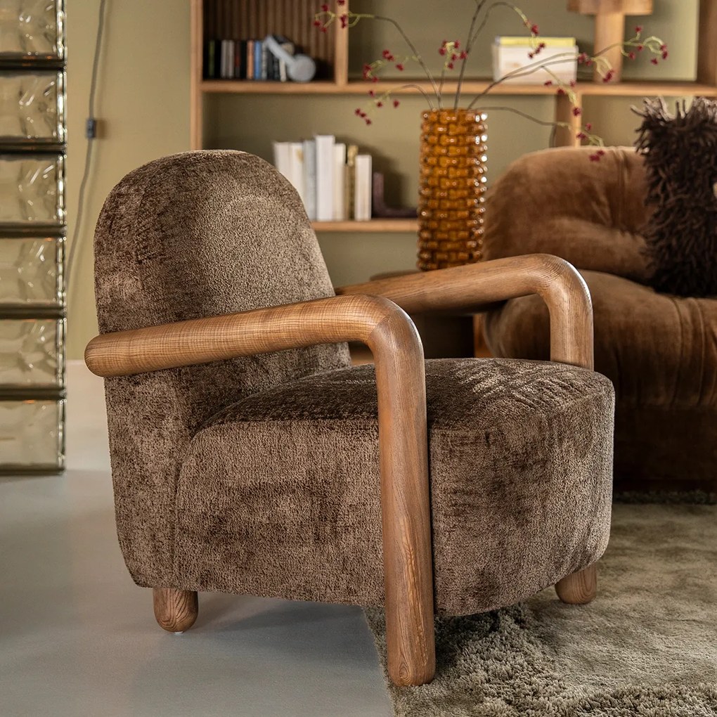Fauteuil Met Hout Bruin