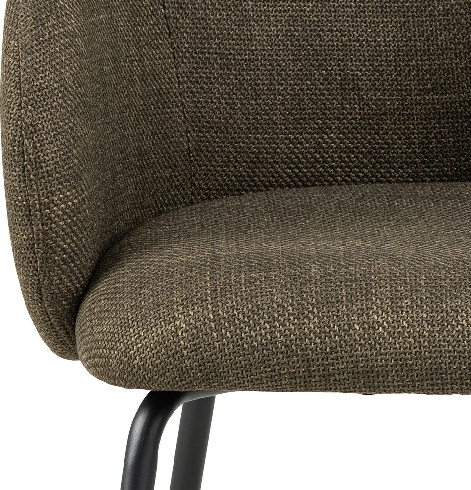 CLARA Olijfgroen (stof Basel 77)/zwarte poten - MODERNE GESTOFFEERDE KUIPSTOEL VOOR WOONKAMER/EETKAMER/KANTOOR LOFT