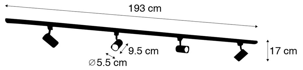 Modern 1-fase railsysteem met 4 Spot / Opbouwspot / Plafondspots wit - Jeana Modern GU10 Binnenverlichting Lamp