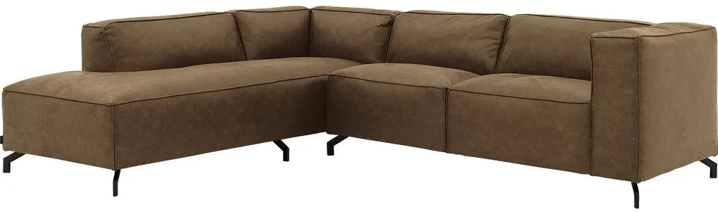 Goossens Bank Calvin groen, micro leer, 2,5-zits, modern design met ligelement links