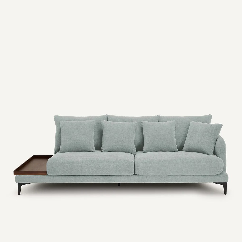 Halve bank met tafelblad, van gevlochten polyester, MODERNISTE