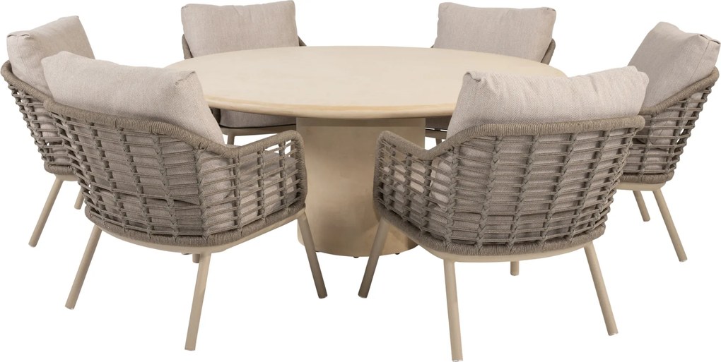 Hampton Puglia low dining tuinset 160xH69 cm 7 delig mortex latte Taste 4SO