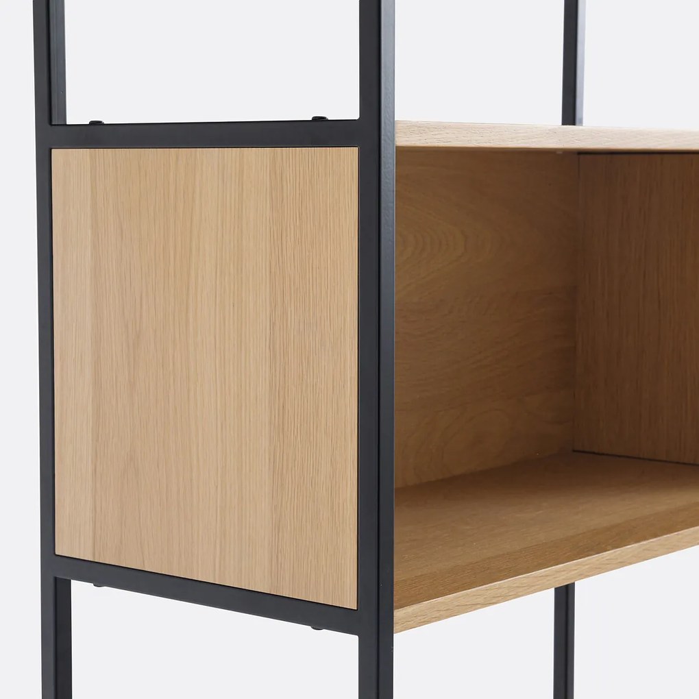 Modulaire boekenkast, 1 nis, 2 deuren, eikenfineer, Volga