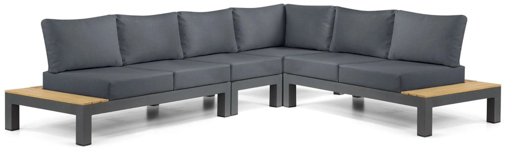 Loungeset 6 personen Aluminium/Teak Grijs Lifestyle Garden Furniture Vittoria
