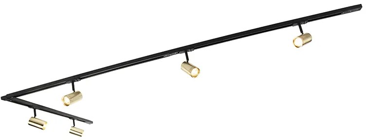 Modern railsysteem met 5 spots goud 1-fase  - Iconic Jeana