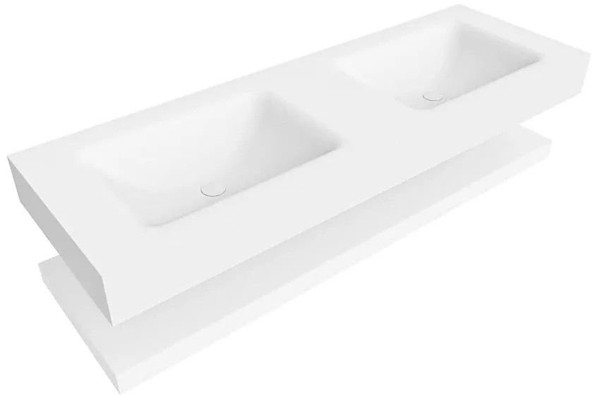 Zaro Alan badmeubel 140cm met planchet talc en vrijhangende wastafel cloud dubbel zonder kraangat talc