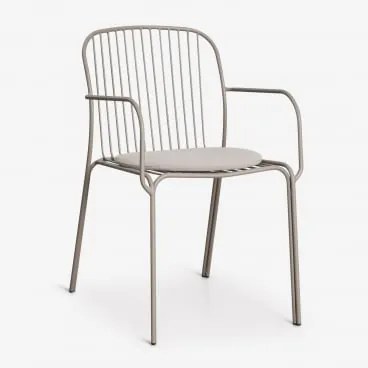 Anerina Tuinstoel Met Armleuningen Van Staal Moka Bruin & Licht Taupe Grijs - Sklum