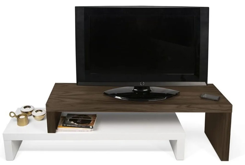 TemaHome Cliff Verstelbaar Tv-meubel Wit Met Walnoot - 125x38x20cm.