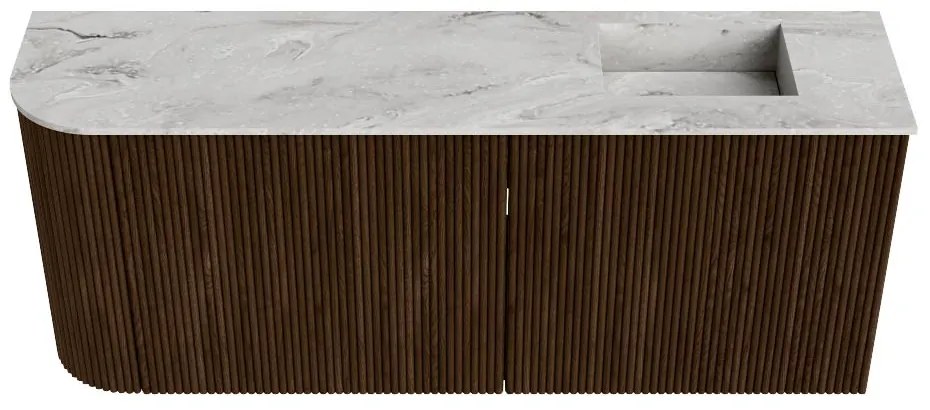 Mondiaz Joya DLux 100cm toiletmeubel ronding links walnut met wastafel faye rechts 1 kraangat glace