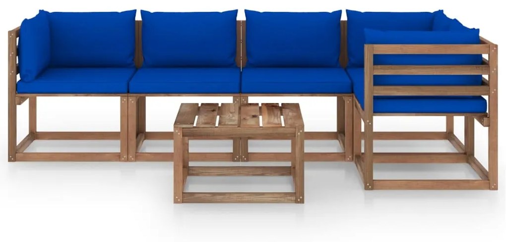 vidaXL 6-delige Loungeset pallet met kussens geïmpregneerd grenenhout