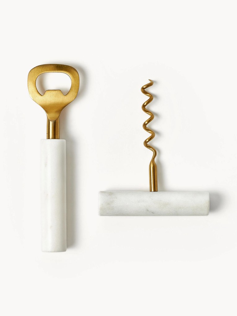 Flesopener Agata met marmeren handvat, 2-delig