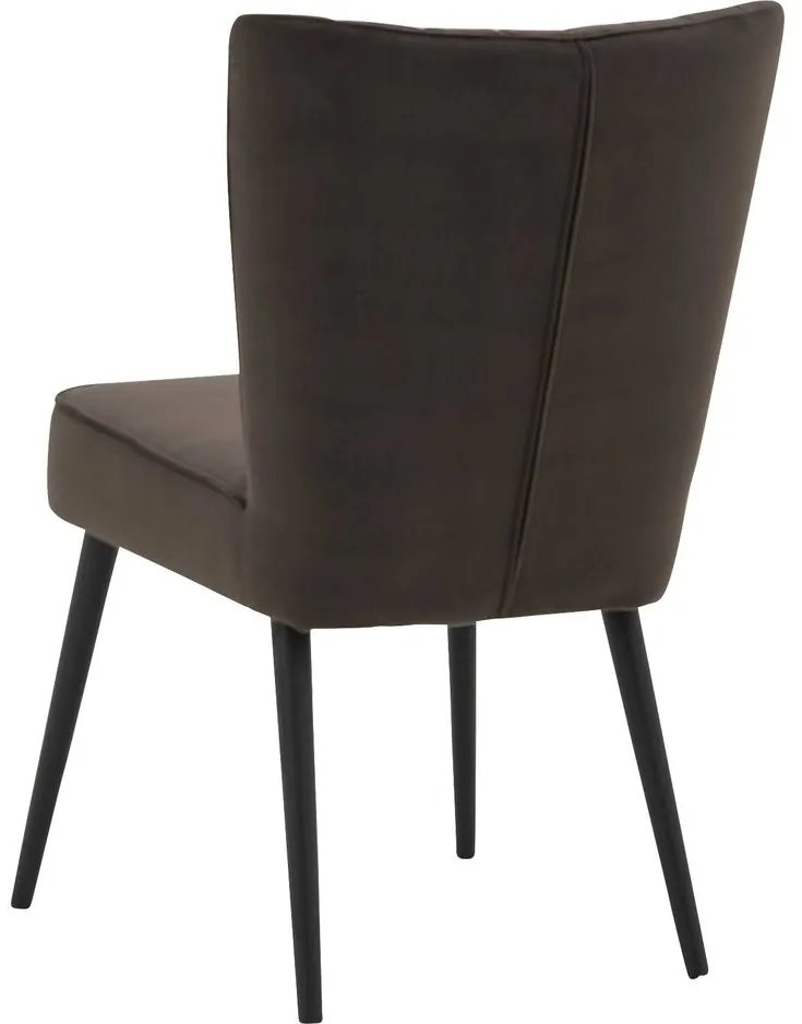 Goossens Eetkamerstoel Rob bruin velvet stof leuning, urban industrieel
