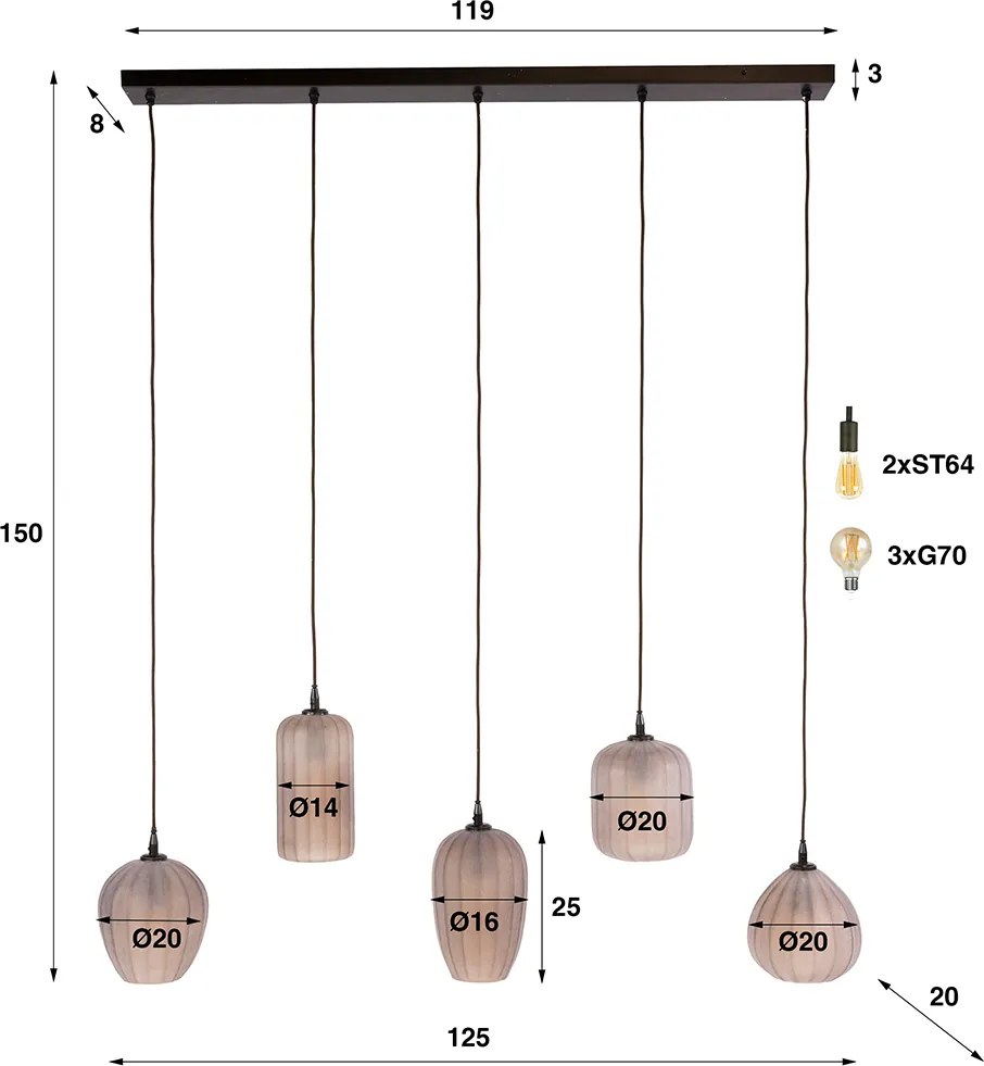 Hanglamp Met Bruin Frosted Glas Klein