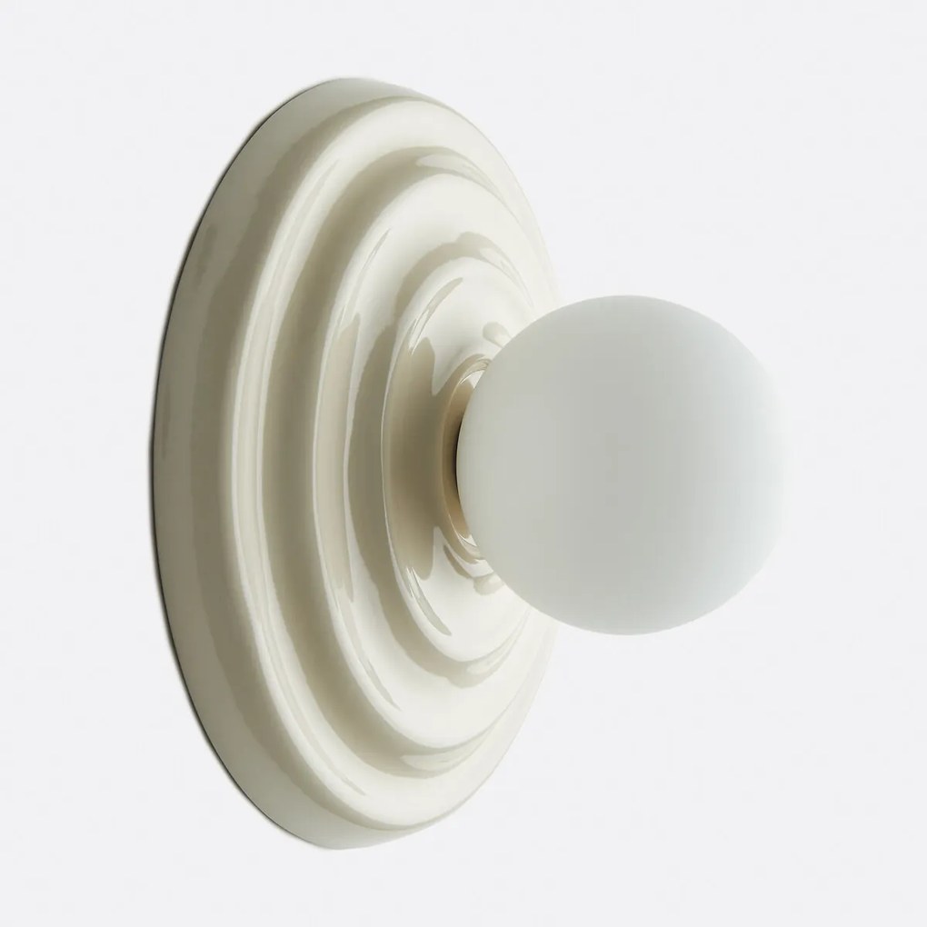 Wand- of plafondlamp, keramiek en opaline glas, diameter 24,5 cm, HOLI