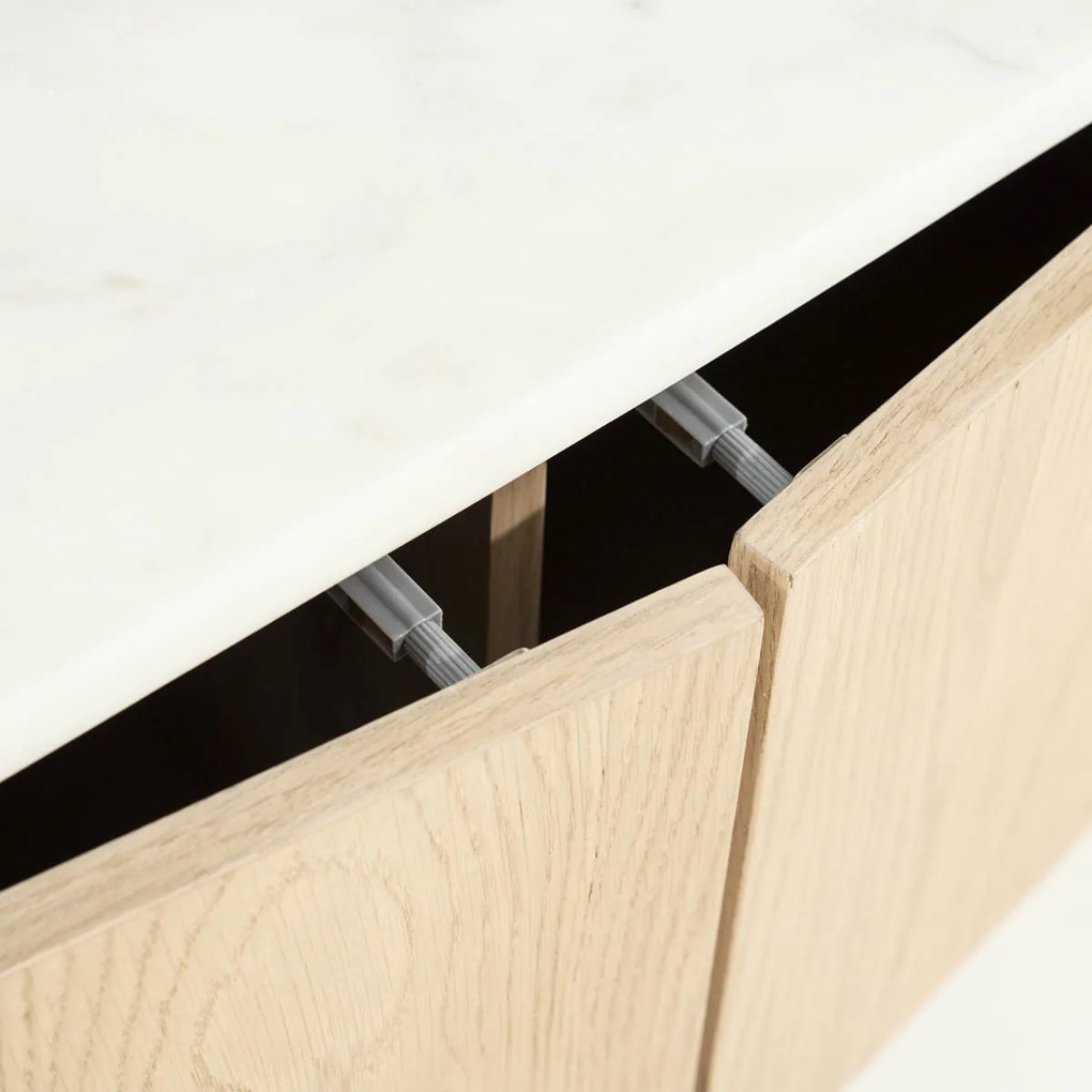 Tv-meubel Eiken Met Wit Marmer 240 Cm - 240x45x50cm.